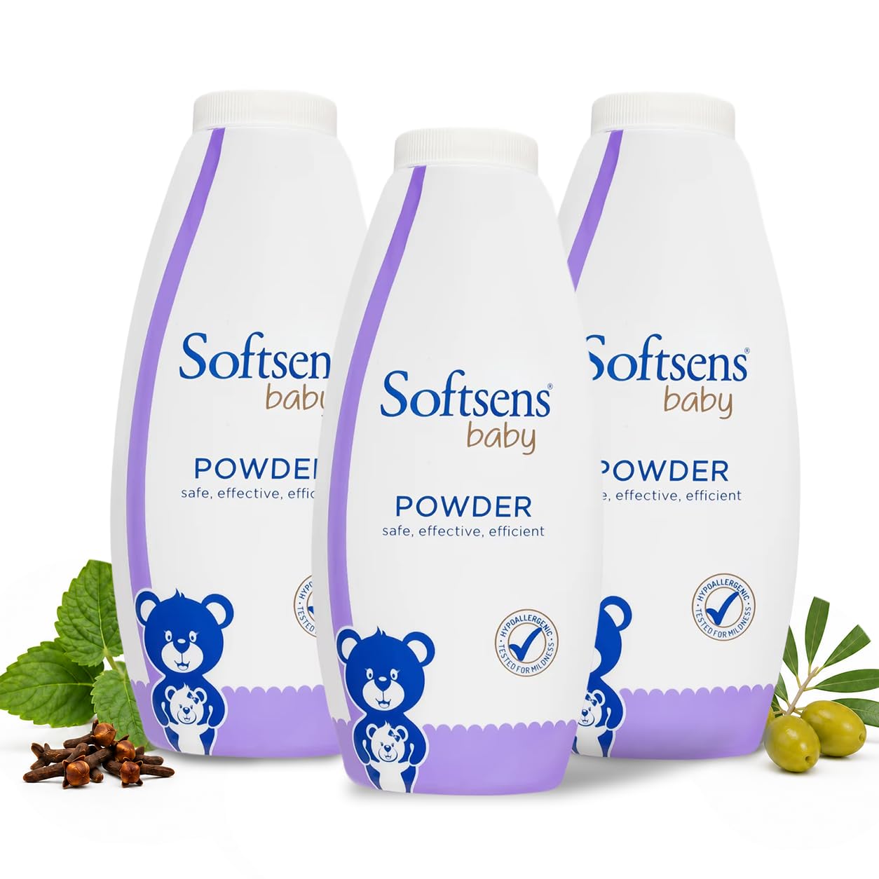 Softsens Baby Powder|Enriched with Patchouli & Olive|Soothes & Moisturises Baby’s Skin|Mild,Dermatologically Tested,Hypoallergenic & Paraben-Free|200g (Pack of 3)-image-37