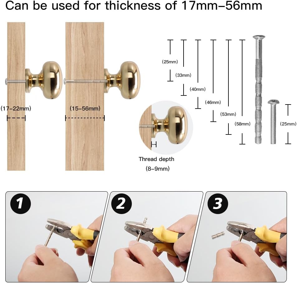 YAGU 10 Pack Polished Brass Kitchen Cabinet Knobs 1-1/8 Inch Round Solid Dresser Drawer Knob Unlacquered Gold Modern Furniture Shiny Pulls and Bright Handles Hardware for Closet Cupboard Wardrobe