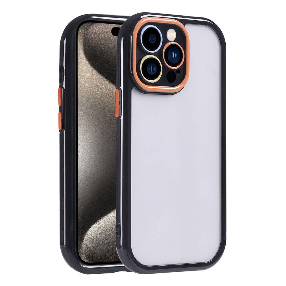 Zore Apple için uyumlu iPhone 15 Pro Kılıf Kamera Korumalı Renkli Kenar ve Çerçeve Tasarımlı Zore Vitamin Kapak Siyah