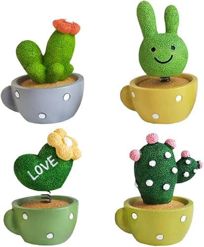 PRETYZOOM 4 piezas de juguete bailarín de cabeza agitada, figura de cactus, muñeca de coche, adornos para decoración de tartas