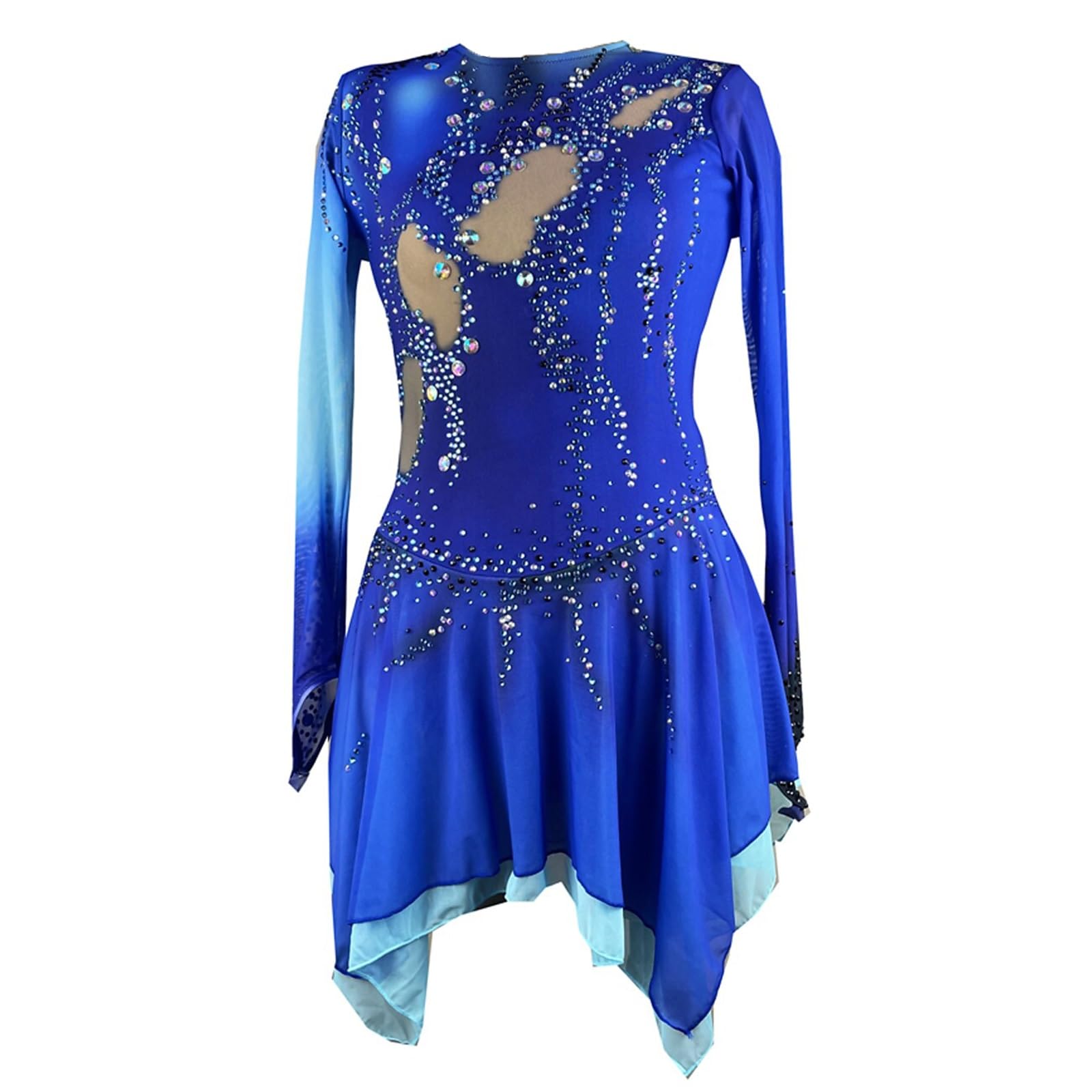 Oddychająca Dziewczyna Damska Sukienka Do Łyżwiarstwa Figurowego Spandex Z Długim Rękawem Ręcznie Robiona Odzież Treningowa Kostiumy Sceniczne