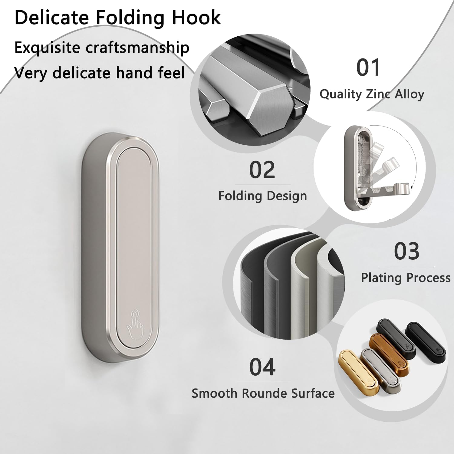 Foldable Invisible Hook Retractable Hooks for Closet Scarf Hat Robe Key Purse Bag Gold