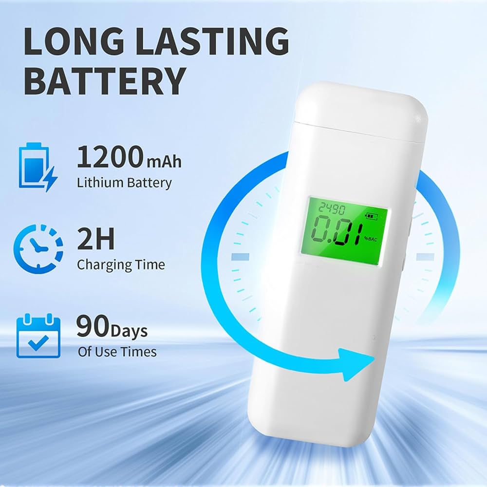 Etilometro Portatile Aranknew - Test Alcol Con Sensore Semiconduttore, LCD, 20 Boccagli, Batterie Incluse