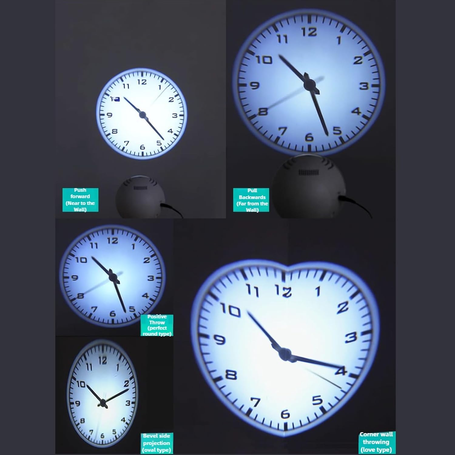 Led Spherical Wall Projection Clock Modern Led Table Clocks Rome Digital/Arabic Digital Projector Clocks Ceiling Projections Light Clock Projected Diameter 2 Meters Tabletop Bedroom Decor