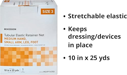 Vista 30 de McKesson Red de retención elástica tubular, no estéril, mano, brazo, pierna, pie, tamaño 2, 7 1/2 pulgadas x 25 yardas, 1 unidad, 1 paquete
