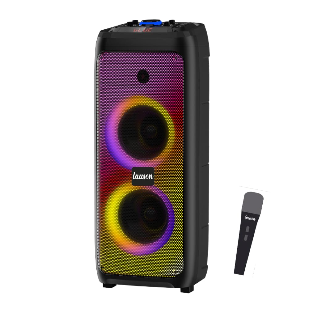 Lauson LLX36 Portable Bluetooth Speaker with Multi-Coloured LED Lights Effect | Bluetooth Speaker with USB MP3 Reader | Karaoke Speaker with Integrated Radio, 12 Hour Battery Charging Includes