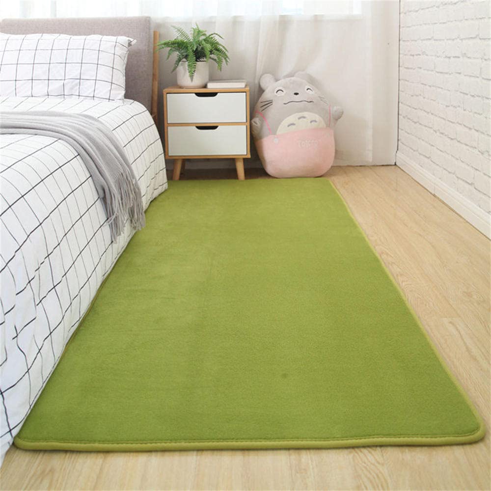 Tapis de salon moderne vert abstrait LUNEZY 38 doux