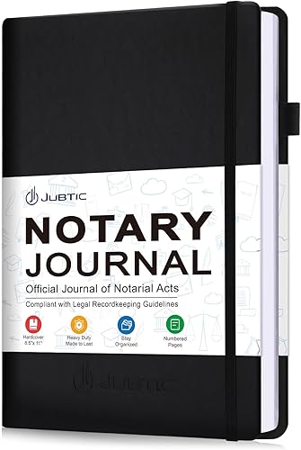 JUBTIC Libro de registro de notario  Diario A4 de tapa dura para notario público de actos notariales  Suministros notariales grandes con guardia de