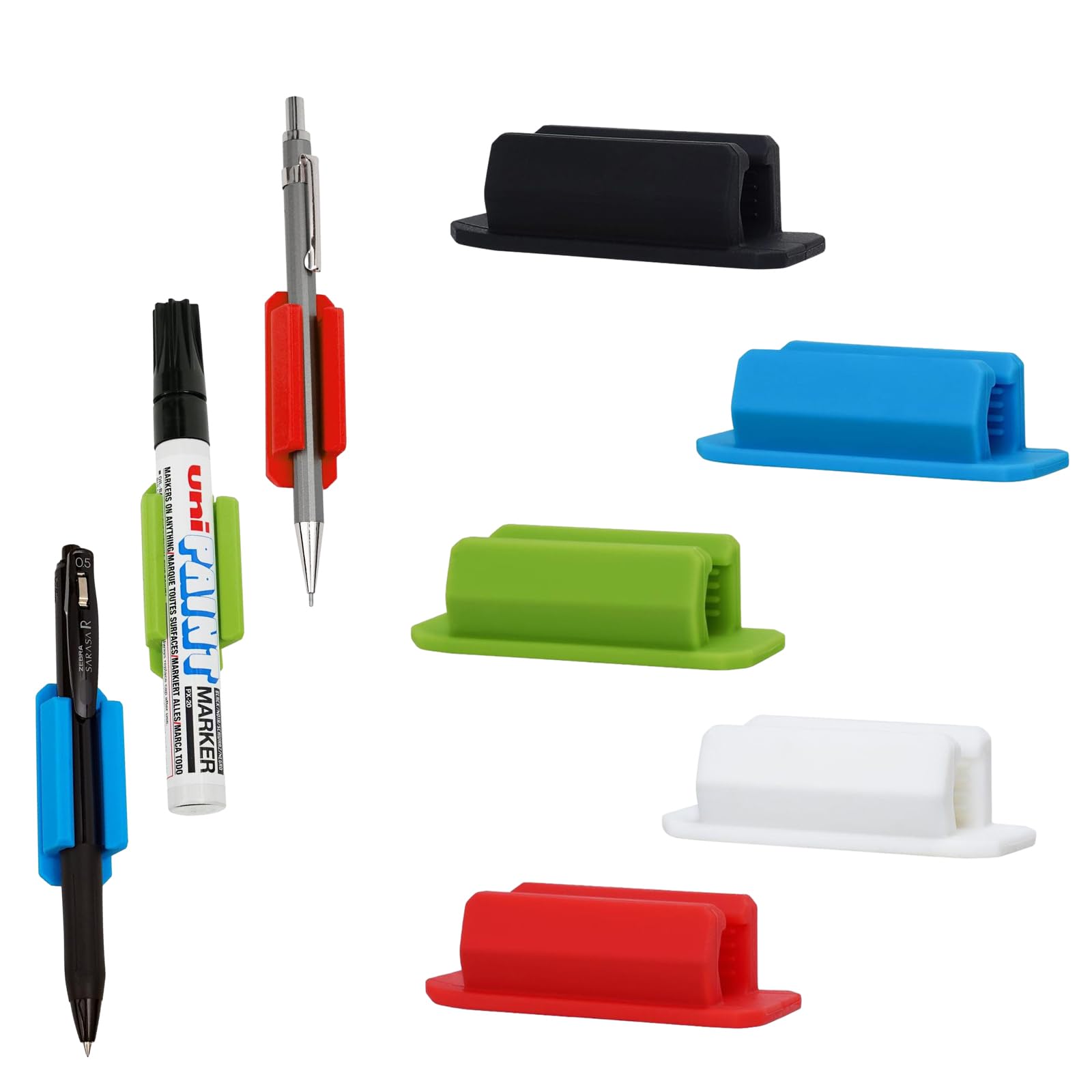 5 Pcs Soportes para Bolígrafos de Escritorio, Soporte para Bolígrafos Soportes Adhesivos Marcadores Pen Holder Clips Clip Bolígrafos Autoadhesivo de Silicona para Fijación