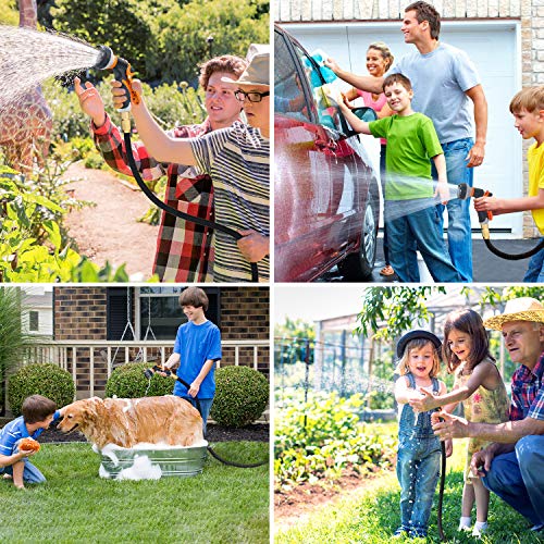 100ft Garden Hose, Expandable Leakproof, Durable Lightweight, Flexible Expanding, Double Latex Core, 3/4 Solid Brass Fittings, Extra Strength Fabric, 8 Function Spray Nozzle Water Hose - Thumbnail 5