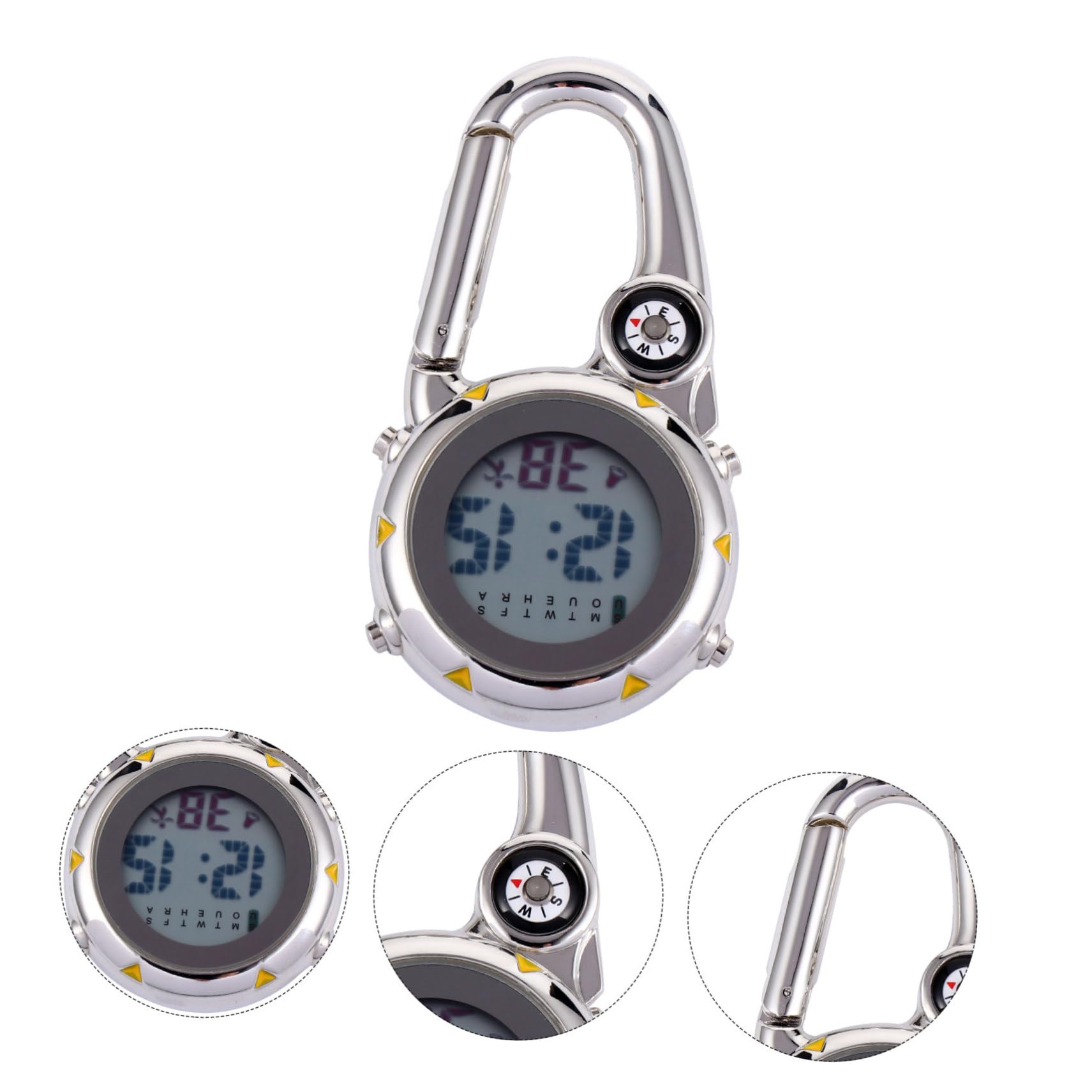 HEMOTON Bergsteiger Hakenhangtisch Karabiner Uhr Clip zur Kompassuhr Clip ansehen Taschenuhr-Anhänger hängende Uhr Kletteruhr Bandmaterial: Edelstahl Yellow