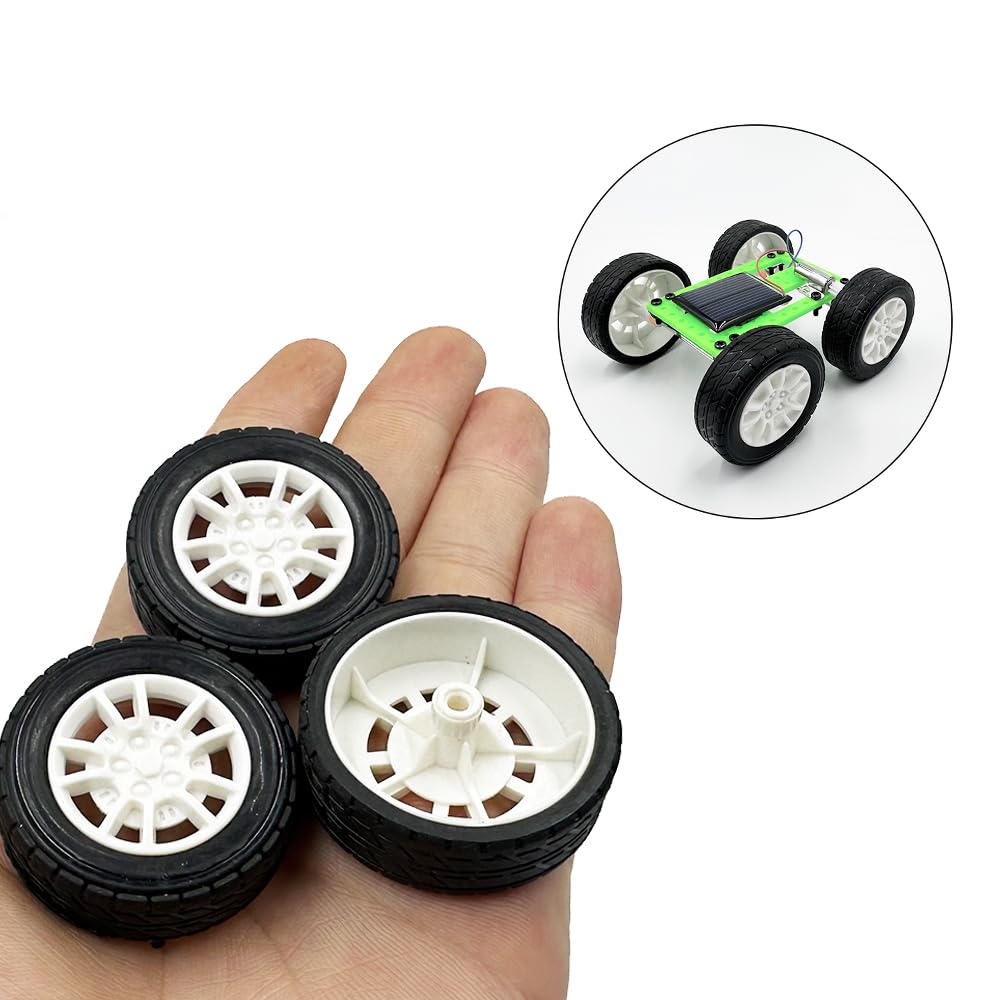 10 ruedas de coche de juguete de goma con 5 ejes redondos para modelo de bricolaje, accesorios de coche RC (3 x 38 mm)