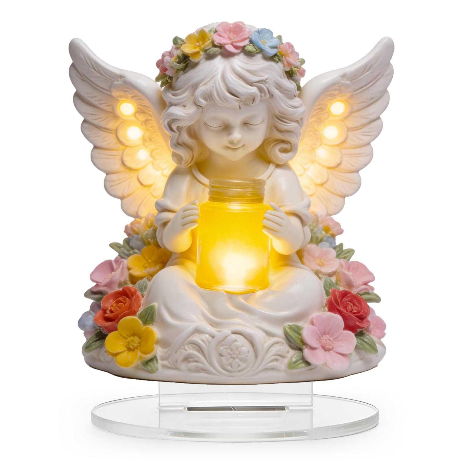 Guardian Angel Ornament, 2D Flat Angels Figure with Bottle, Memorial Sculpture Decoration for Garden, Pathway, Yard & Patio, Guardian Angel Gifts for Christening & Housewarming