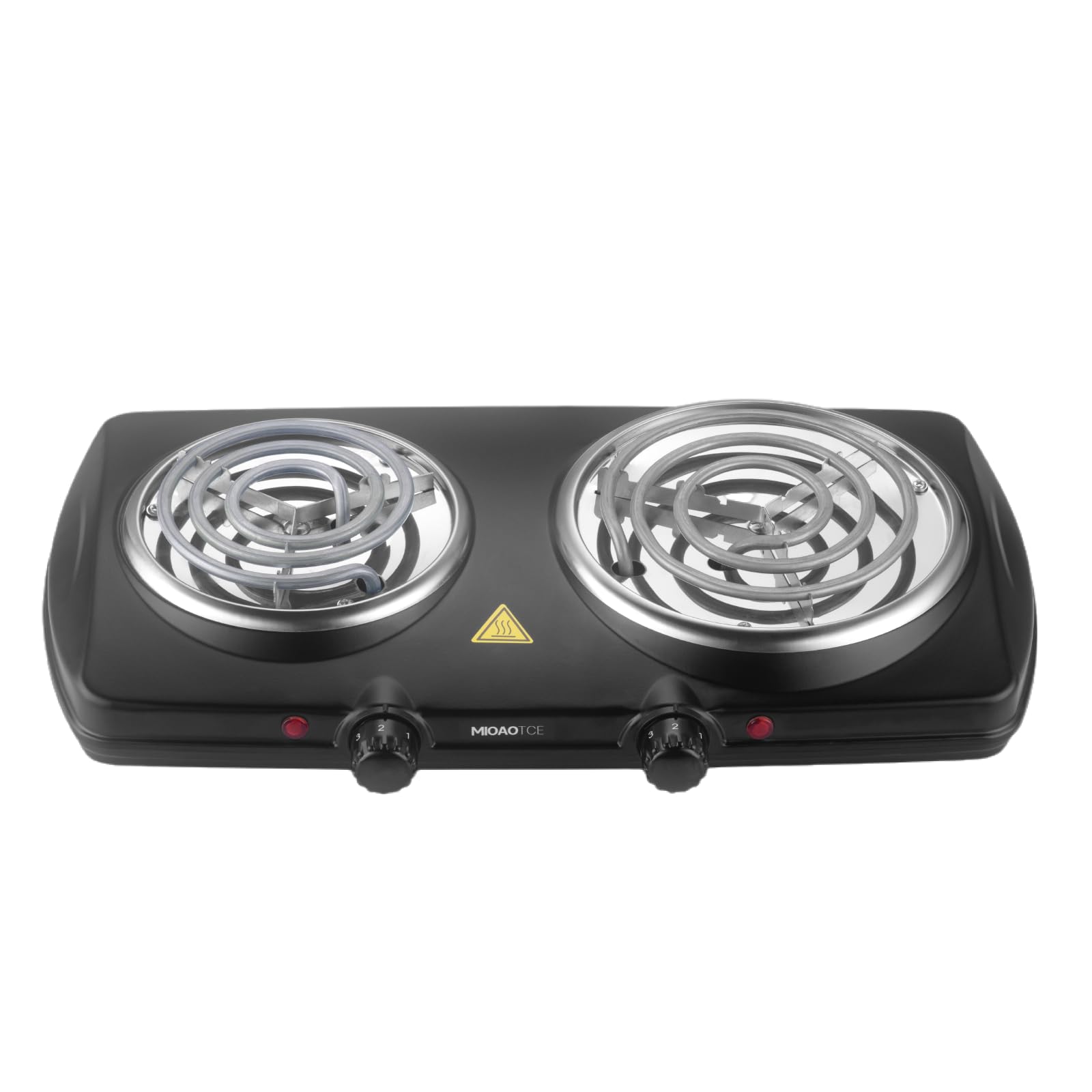 double burner hot plate electric, 1800 watts electric burner with 5.2" & 6" coiled element, adjustable temperature, for dorm, office, home, camp, compatible for all cookwares