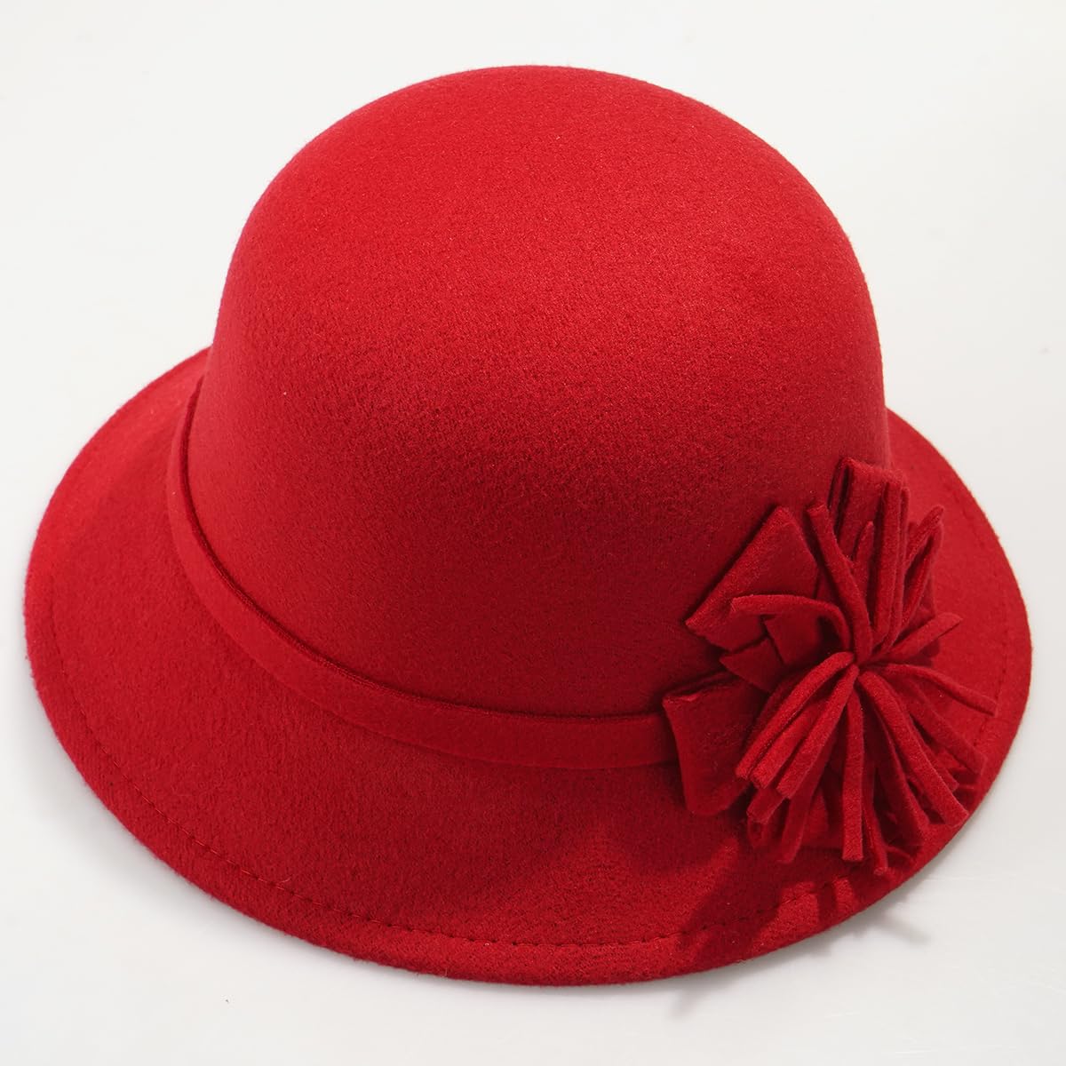 MESU Sombrero de fieltro para mujer, diseño floral, estilo vintage, de los años 20