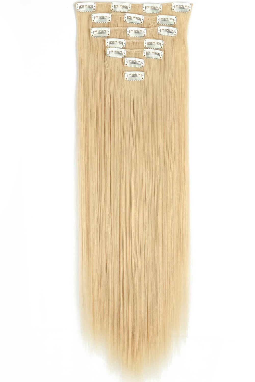 Royalfirst Clip in Hair Extensions for Women 22 Inch 7PCS Clip Ins Long Straight Hair Extension Double Weft Synthetic Thick Hairpieces Halloween Cosplay Daily Use (9#) - Image 2