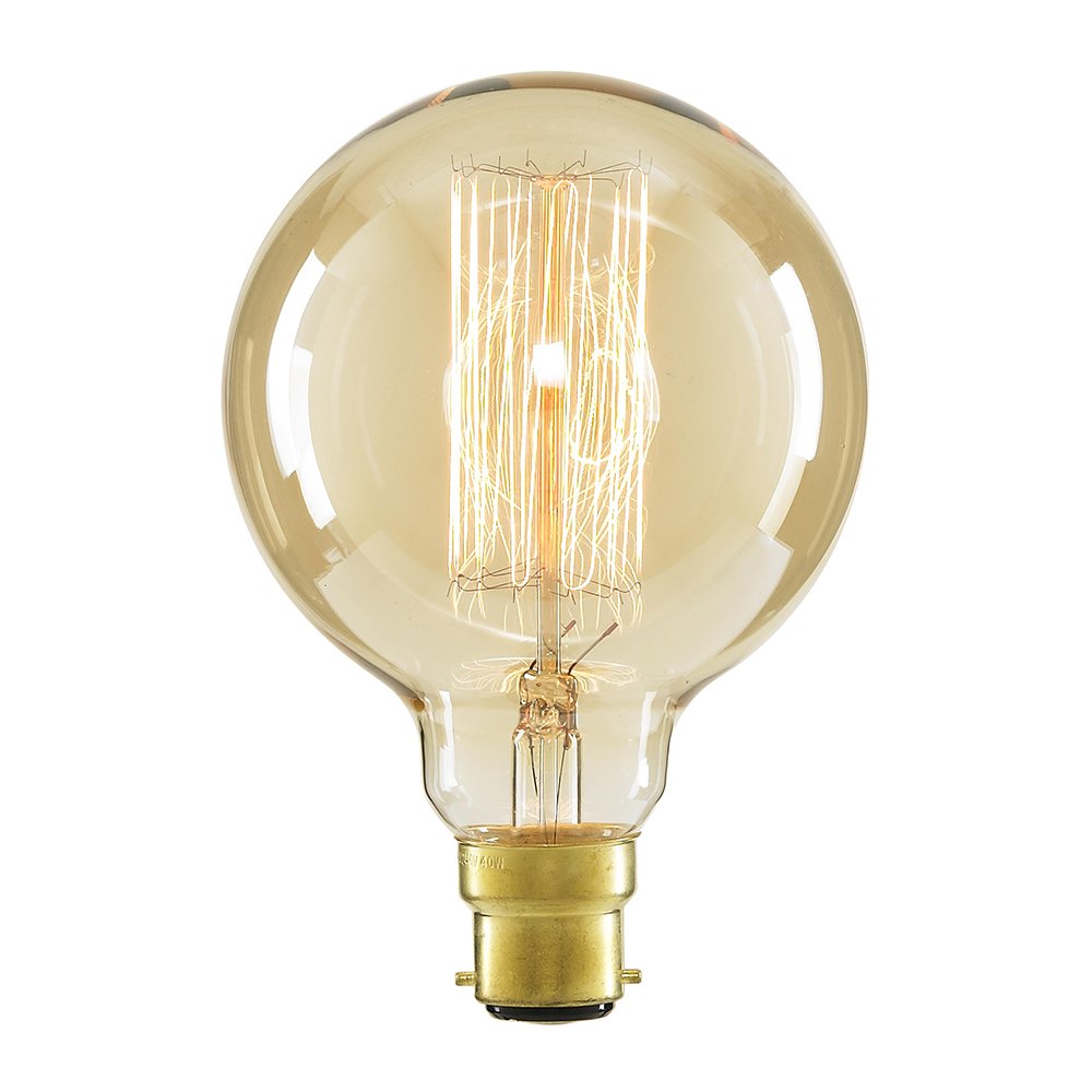 LITECRAFT Light Bulb B22 Bayonet Cap Squirrel Cage Globe Filament - Gold Tinted (Single)