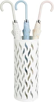 Umbrella Holder, Metal Umbrella Stand for Entryway, Umbrella Storage Rack with 4 Hooks Decor, Home, Office,5.8 5.8 16.4 White