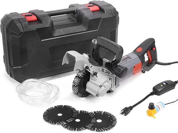 XtremepowerUS Wall Chaser Cutting Machine Wall Concrete Grooving Cutting w/Water Line Dust Port Infrared Sighting (Slotting Machine)