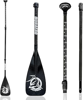 SUP Paddel, 3-teilig Verstellbar Carbon Paddel für Stand Up Paddling, Kajak, Surf- & Schlauchboote, Zerlegbar, 165–205 cm