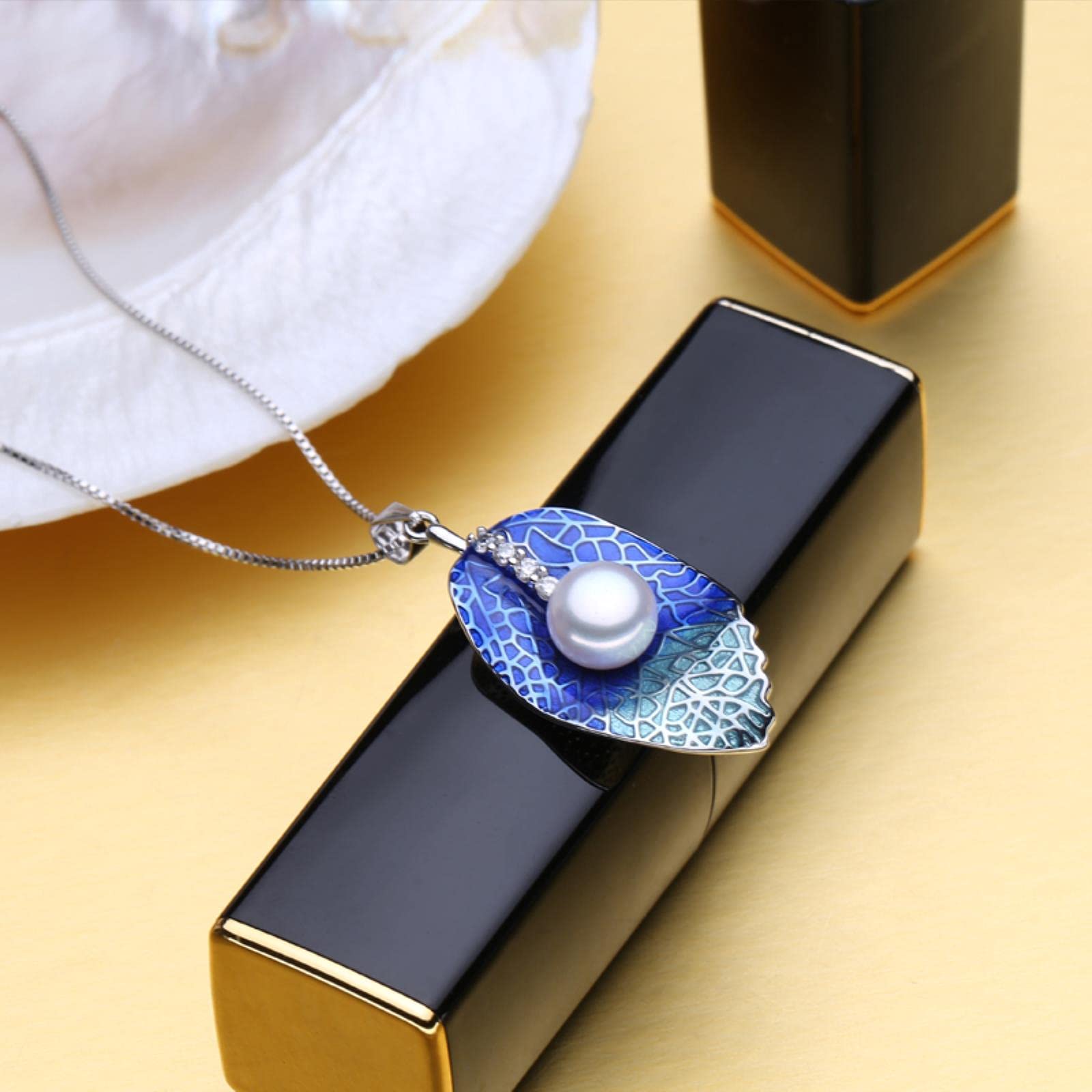 Perlenschmuck Sets 925 Sterling Silber Ohrstecker, Natürliche Perlenblattkette Für Frauen Lieben Cloisonne Ohrringe Sets