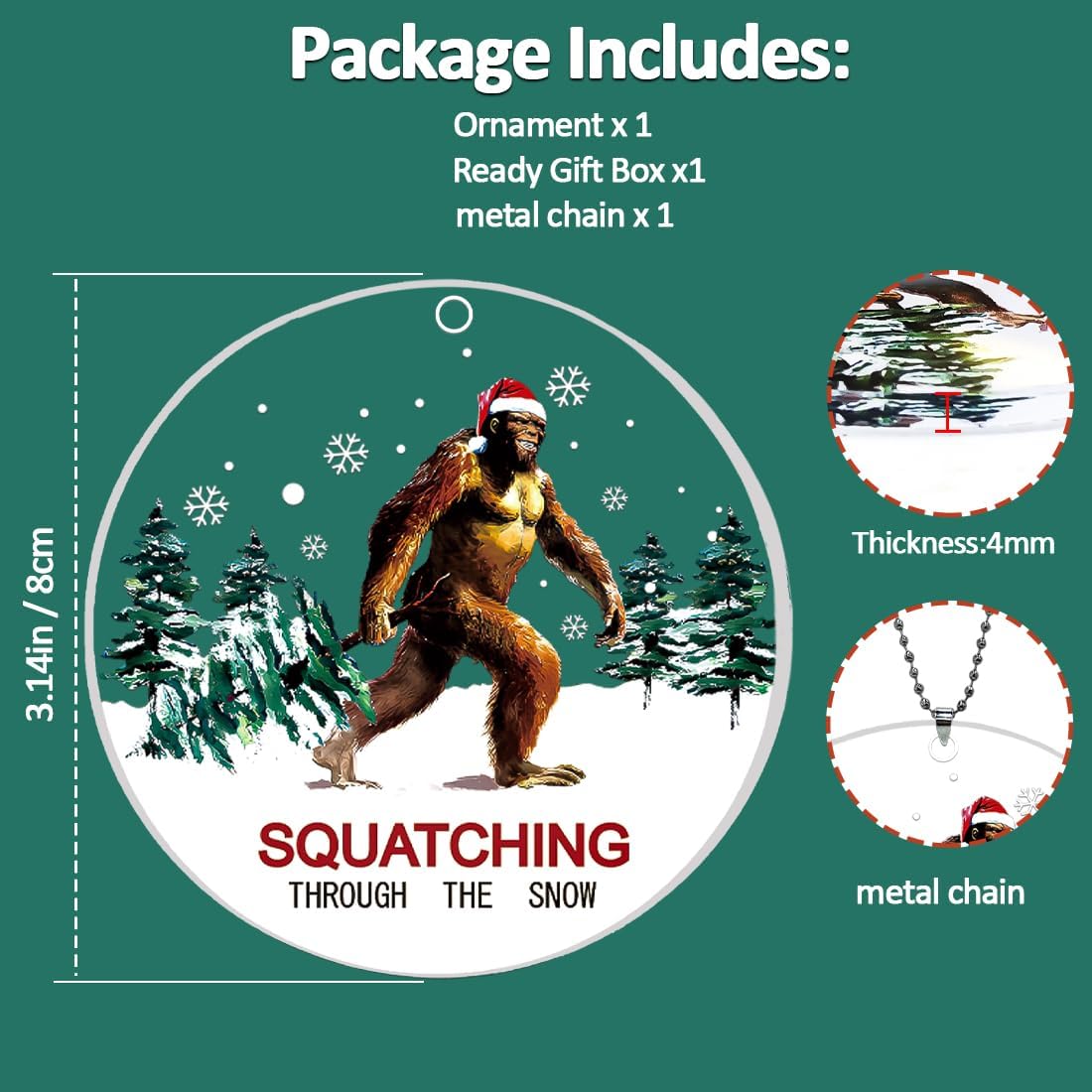 Bigfoot Ornament, Funny Sasquatch Ornaments for Christmas Tree, Unique Big Foot Ornament - Bigfoot Gifts, Big Foot Sasquatch Gifts for Men Women - Image 4