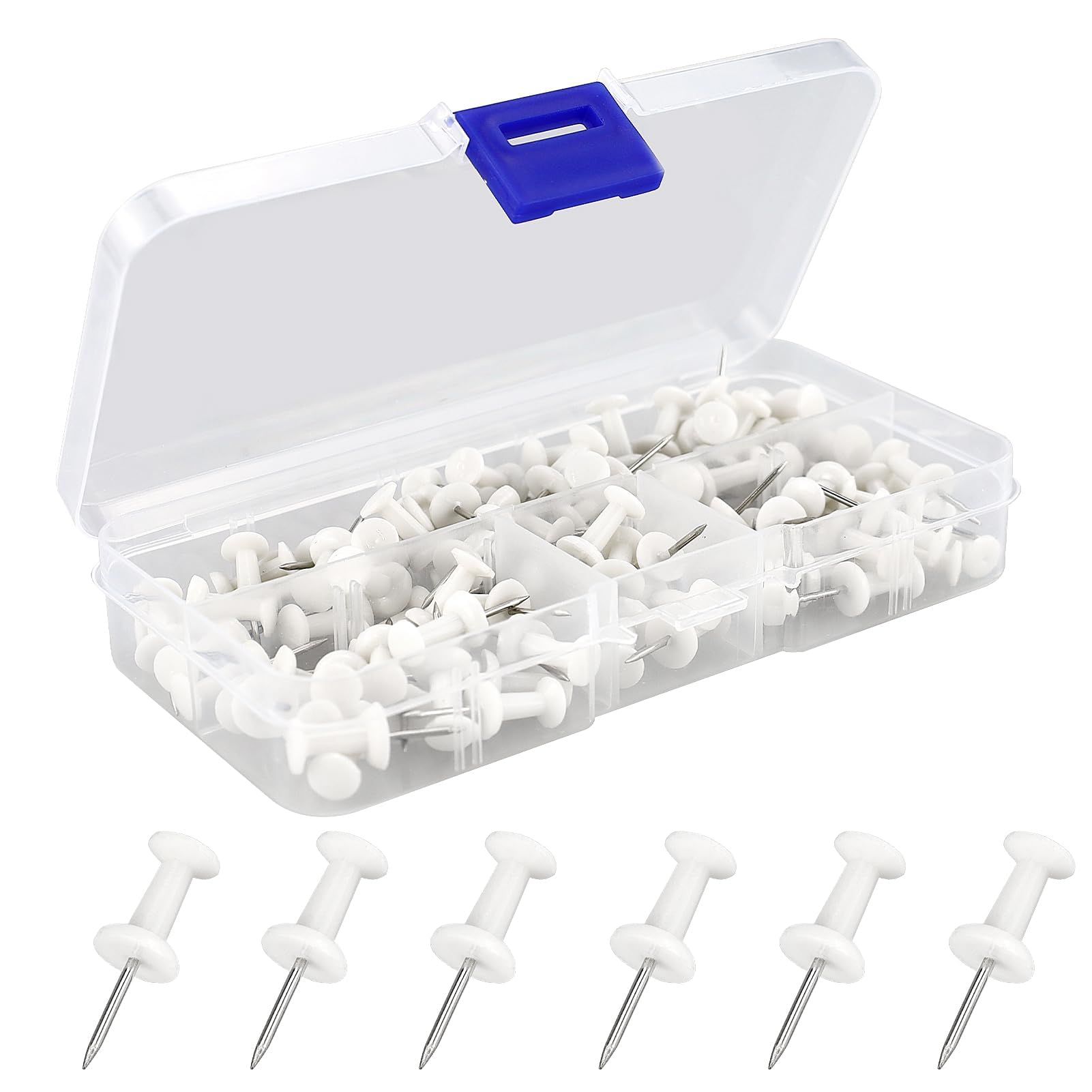 100 Pcs White Thumb Tacks, Steel Push Pins, Map Thumb Tacks, for Cork Board, Maps, Posters, Note