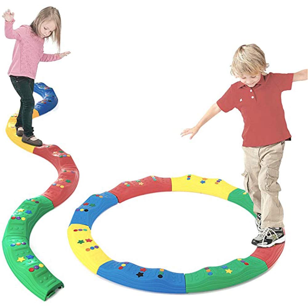 XXSLY 8PC Children's Balance Beam, Wavy Circle Gymnastics Obstacle Course, Connectable Design,for Kids Promote Agility, Strength, Active Play