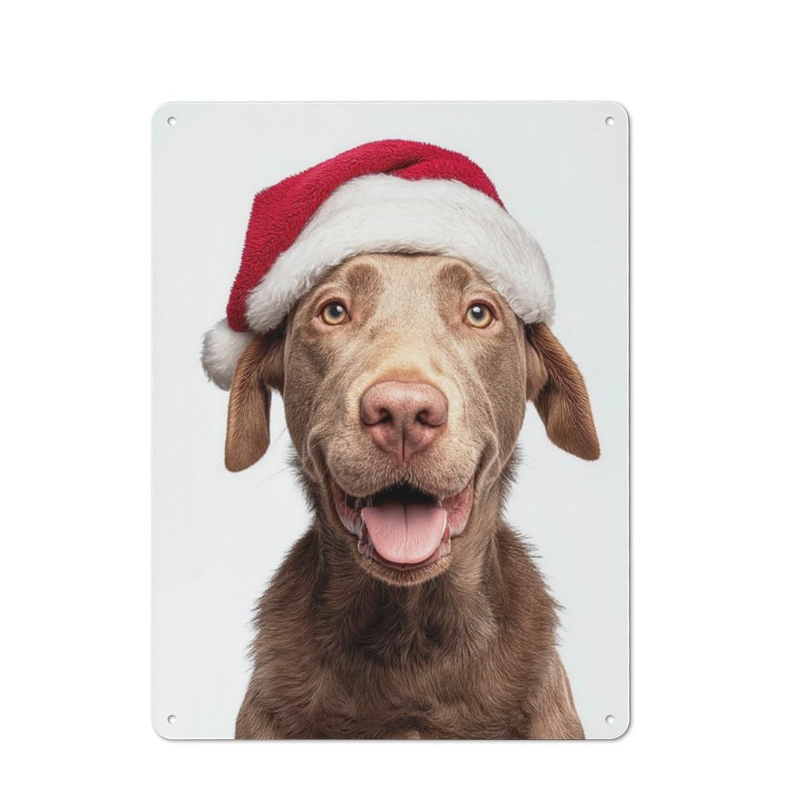 Junmoney Chesapeake Bay Retriever Dog With Santa Hat Metal Wall Sign 40X30cm Featuring For Living Room Wall, For Decorating Living Rooms And Feature Walls