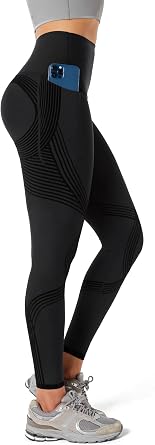 Fanka Body Sculpt Side Pocket Full Length Leggings for Women, High Waist Compression, Workout Yoga Leggings