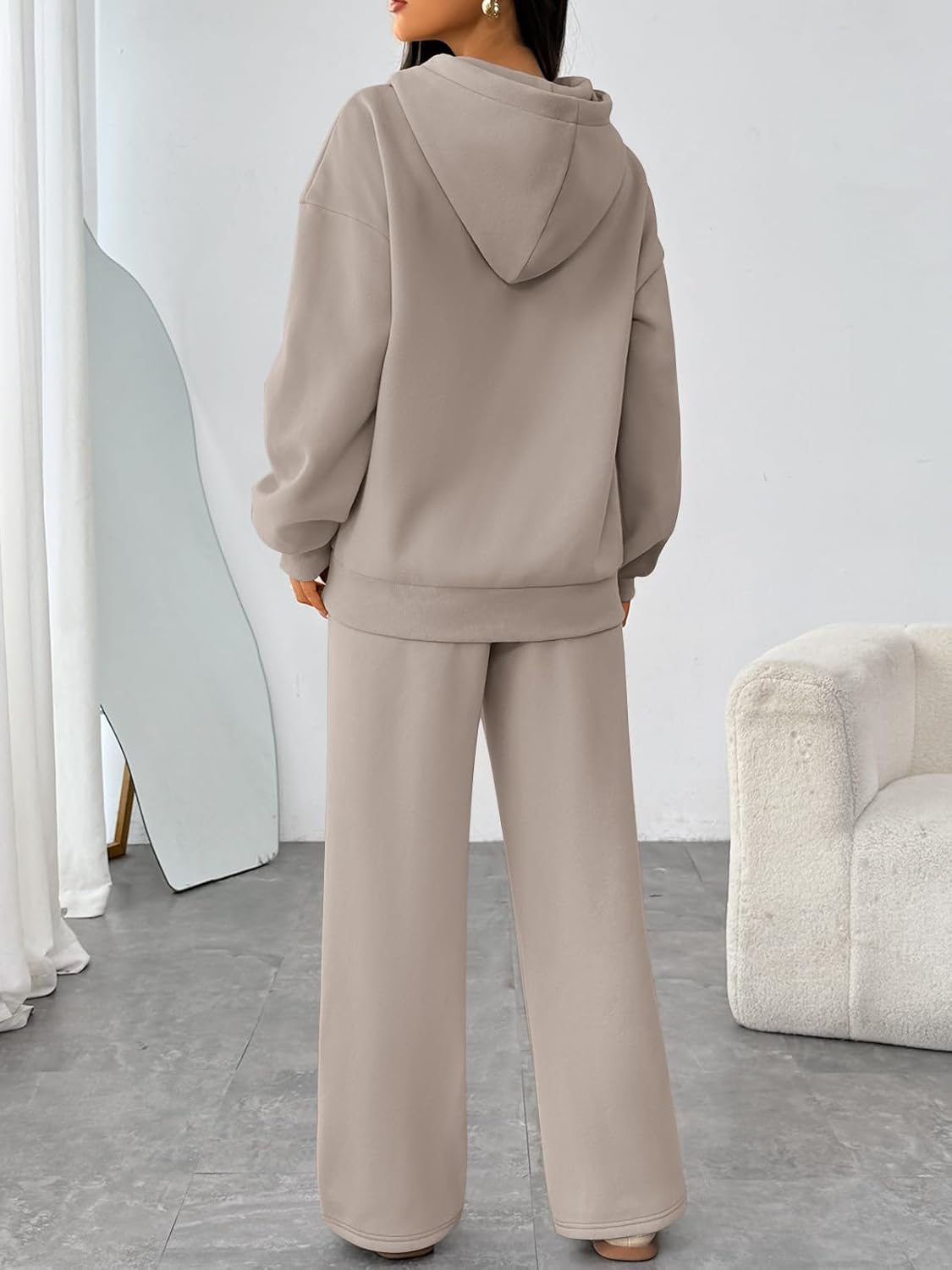 Trendy Queen Womens 2 Piece Outfits Lounge Fall Fashion Sets Oversized Sweatshirts Wide Leg Pants Sweatsuits Winter Clothes - Image 4