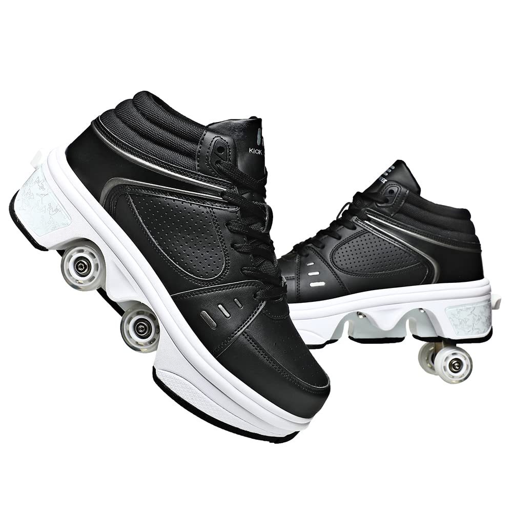 KOFUBOKELED Women Deformation Roller Skate Shoes ，Double-Row Walking Shoes with Invisible Wheels