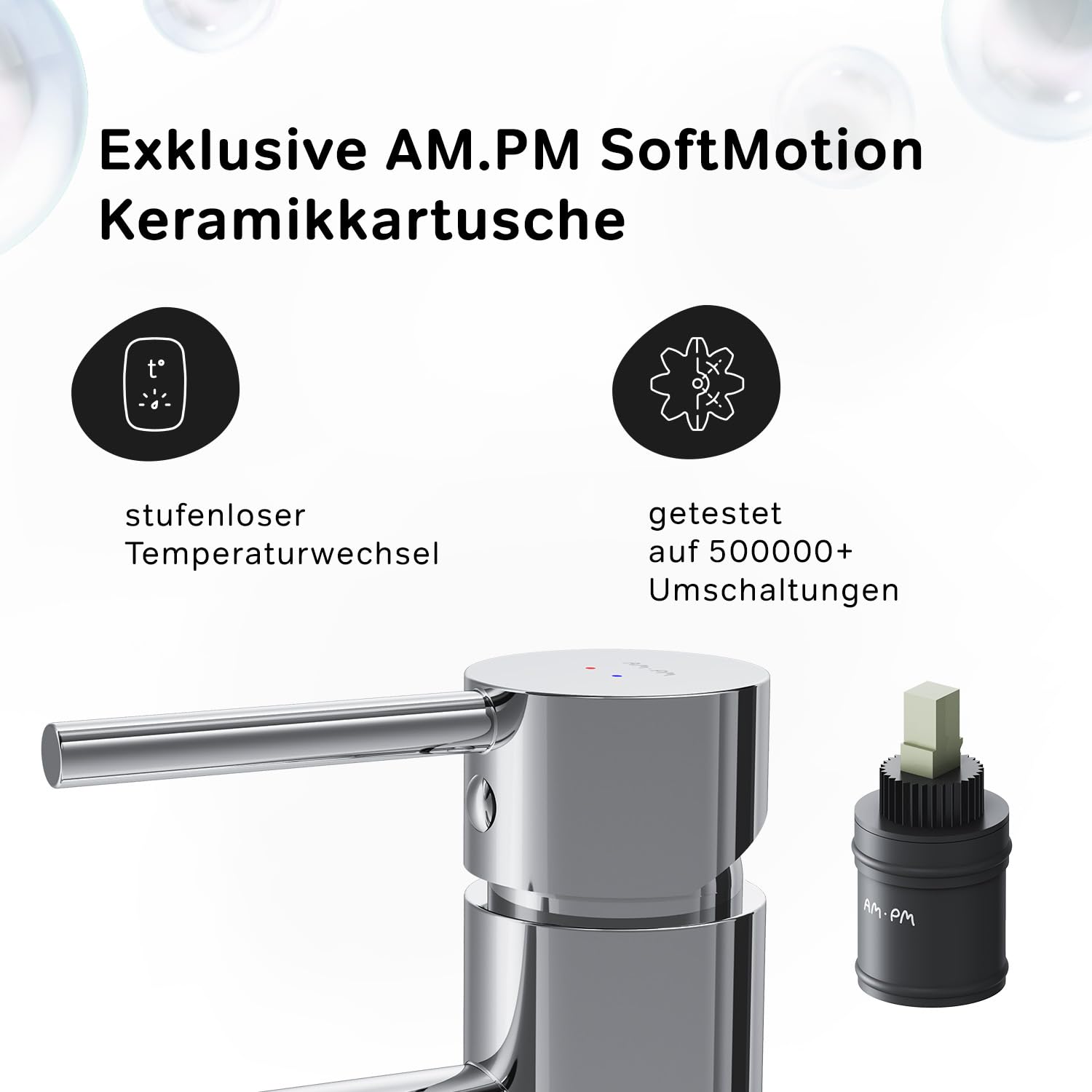 Wasserhahn Bad, Waschtischarmatur mit Klick-Ablaufgarnitur Chrom, Badarmatur aus Messing, Waschbecken Armatur Badezimmer, Einhebelmischer, Mischbatterie Waschbecken, AM.PM Spike