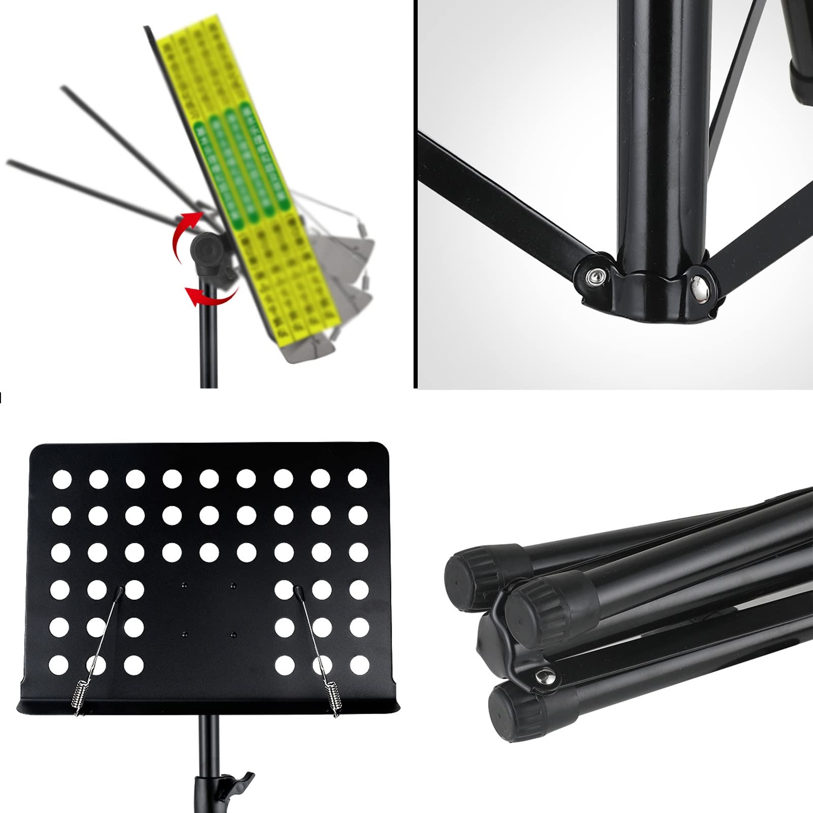 HJXGQJM Atril for Partitura Plegable Portátil Musica Metalico Soporte De Ajustables, Atril Portátil De Metal, Se Puede Utilizar for Violín De Tambor De Guitarra De Rendimiento Al Aire Libre