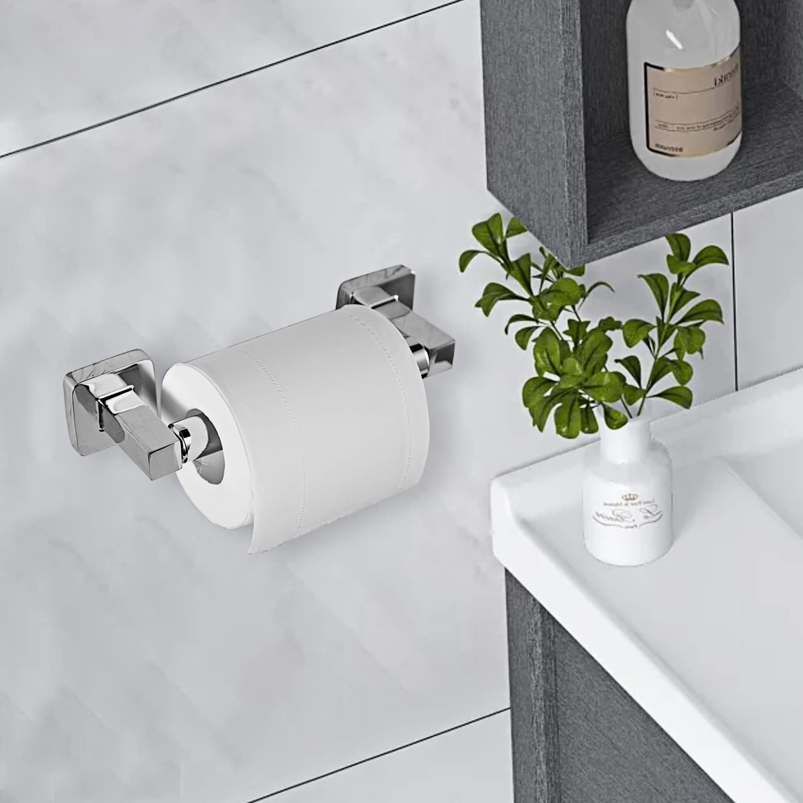 Portarotolo carta igienica con ripiano - Bambù - Bagno - Portarotolo in