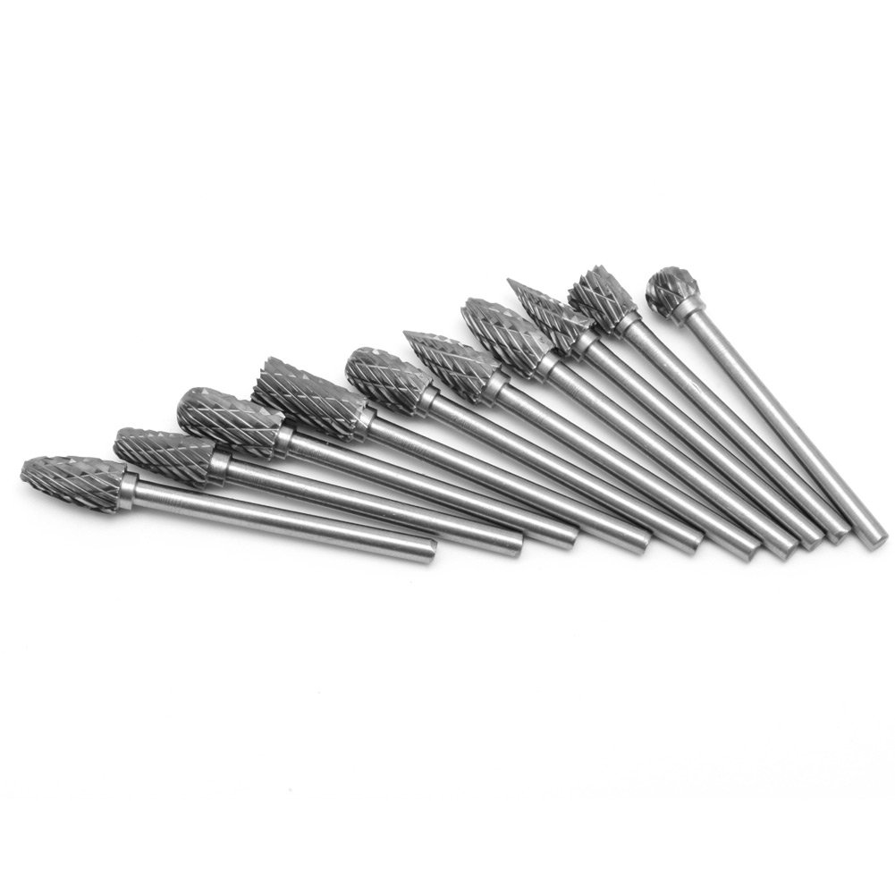 BHA Wolframkarbid Frässtifte Set - 10-teilig, Doppelschnitt, 3,2 Mm Schaft Für Metallgravur, Präzisionsarbeiten & Entgraten