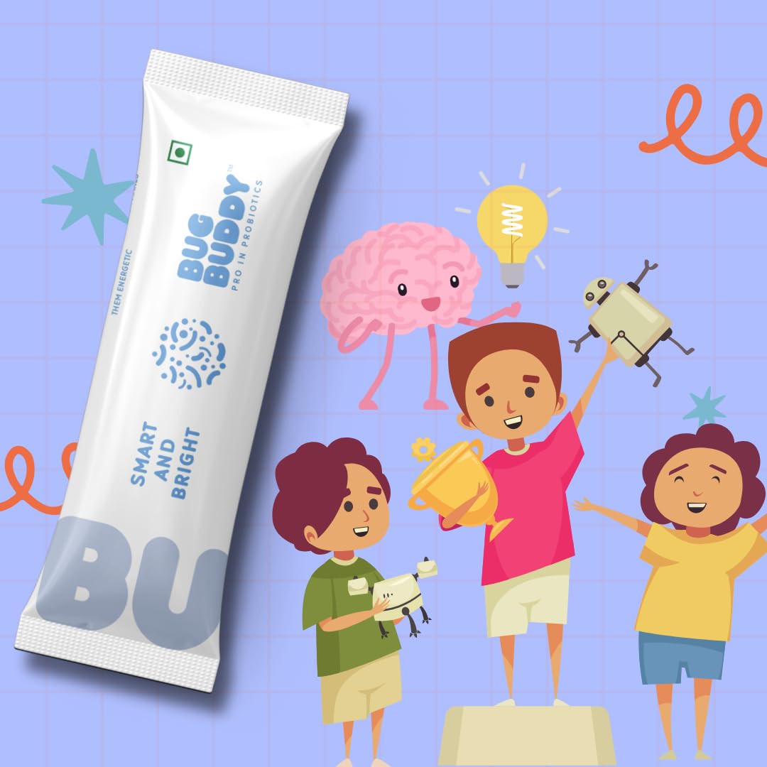Bug Buddy Smart and Bright | Daily Nutrition For Kids | 7 Billion CFU Probiotics | Brain Development, Gut Health & Immunity Support | 15 Days Pack 2