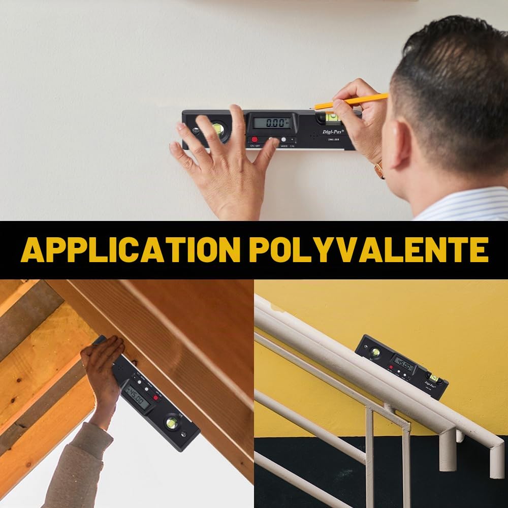 Digi-Pas DWL200 Torpedo Niveau à bulle électronique 20cm/0,1 °Résolution