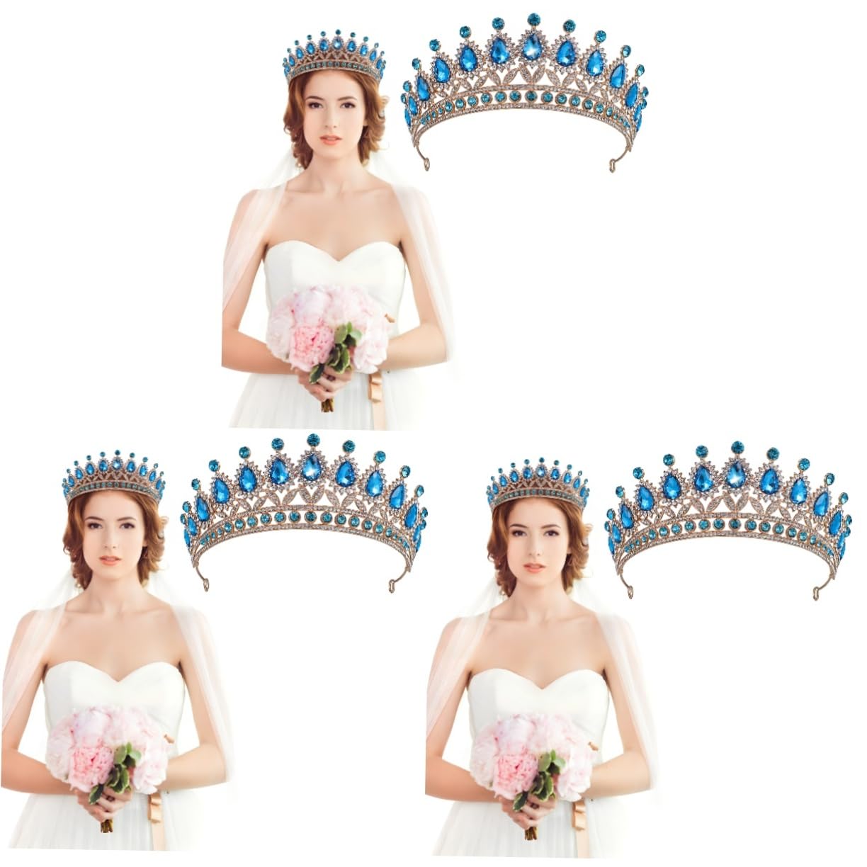 Healeved 3piezas Nupcial Brillantes Diadema Decorativa Para Novias y Niñas Accesorio De Pelo Elegante Para Bodas y Cumpleaños