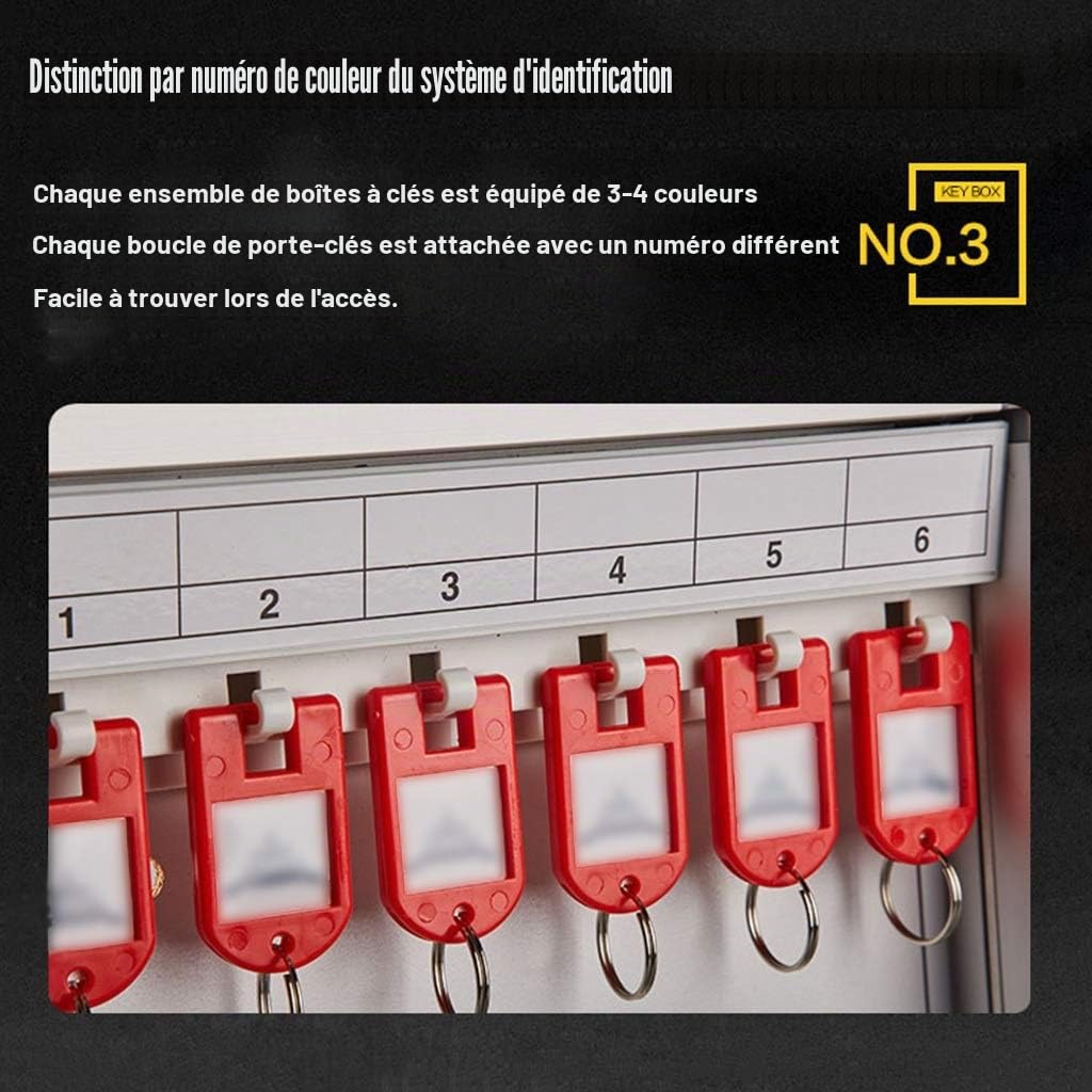 Armoires à clés Boite A Cles Industrielle Armoire À Clés Murale avec Étiquette, Coffre-Fort De Gestion des Clés De Grande Capacité, Boîte De Rangement pour Clés avec 24-150 Crochets