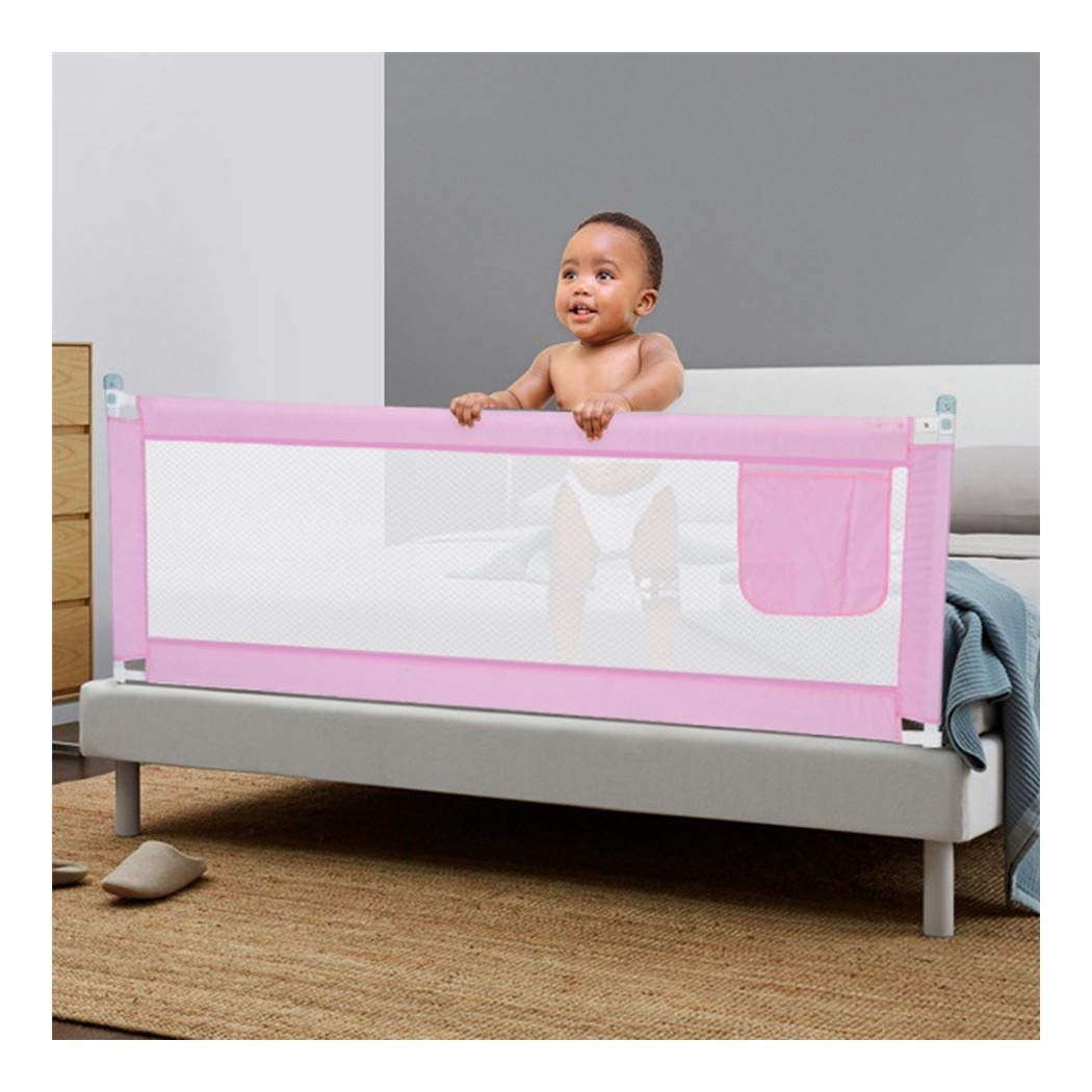 Barandilla de Seguridad Vertical abatible para Cama, Resistente a roturas, para protección Infantil, con Deflector anticaídas (Color: Rosa, Tamaño: 180 cm - 1 Pieza)