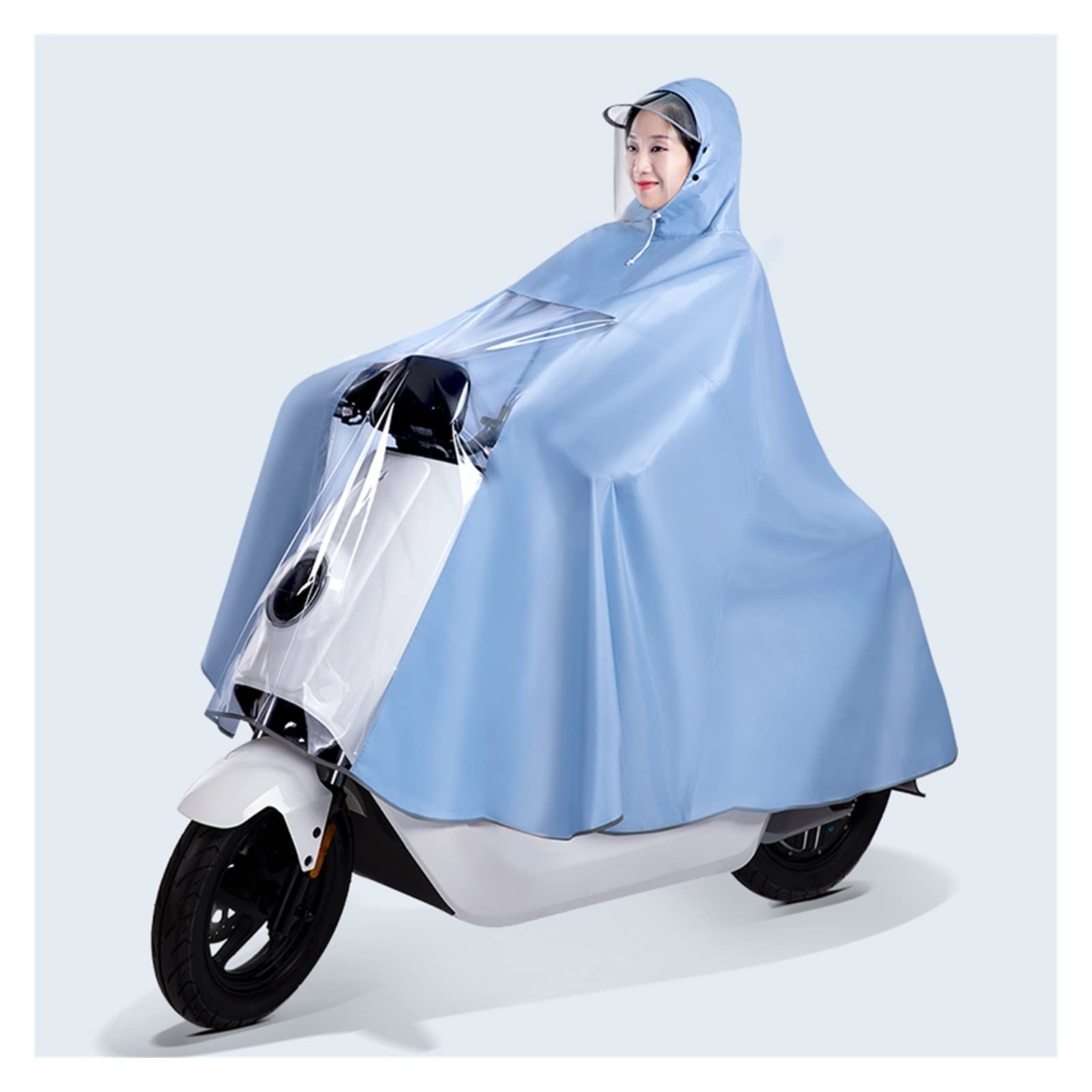 Cycling Rain Poncho Hooded for Bikes E-Bikes Scooters Dust Cover Multicolor 3XL 4XL(Blue,4XL)