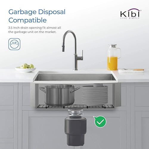 Miniatura 3 de KIBI K1-DF36 - Delantal hecho a mano de 36 pulgadas de acero inoxidable de calibre 16 real con colador y rejilla