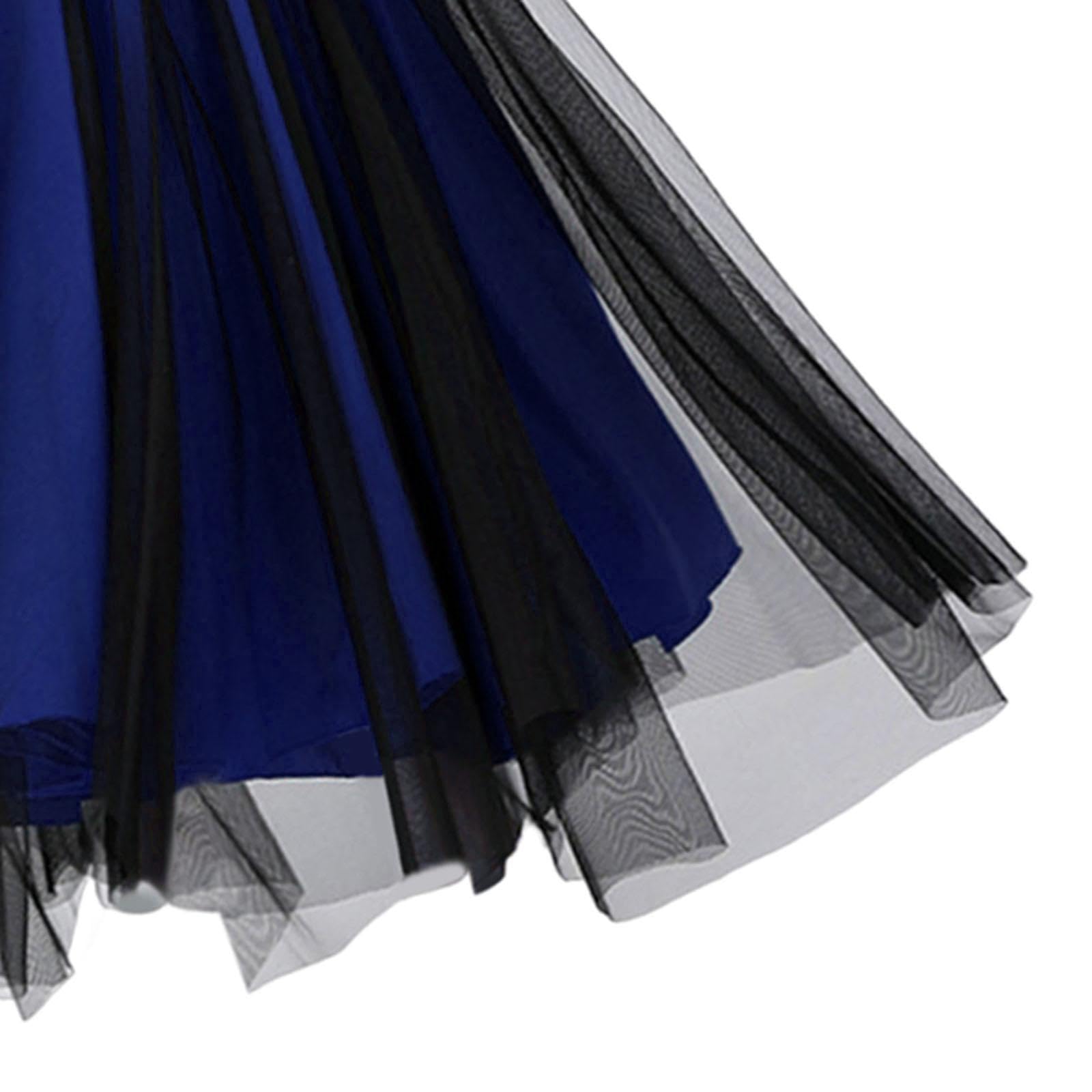 Kleid Tanz für Damen Ballsaalrock Tanzkleid mit Elastischem Bund Und Schwingendem Milchseide Und Mesh für Auftritte Übung Festival C