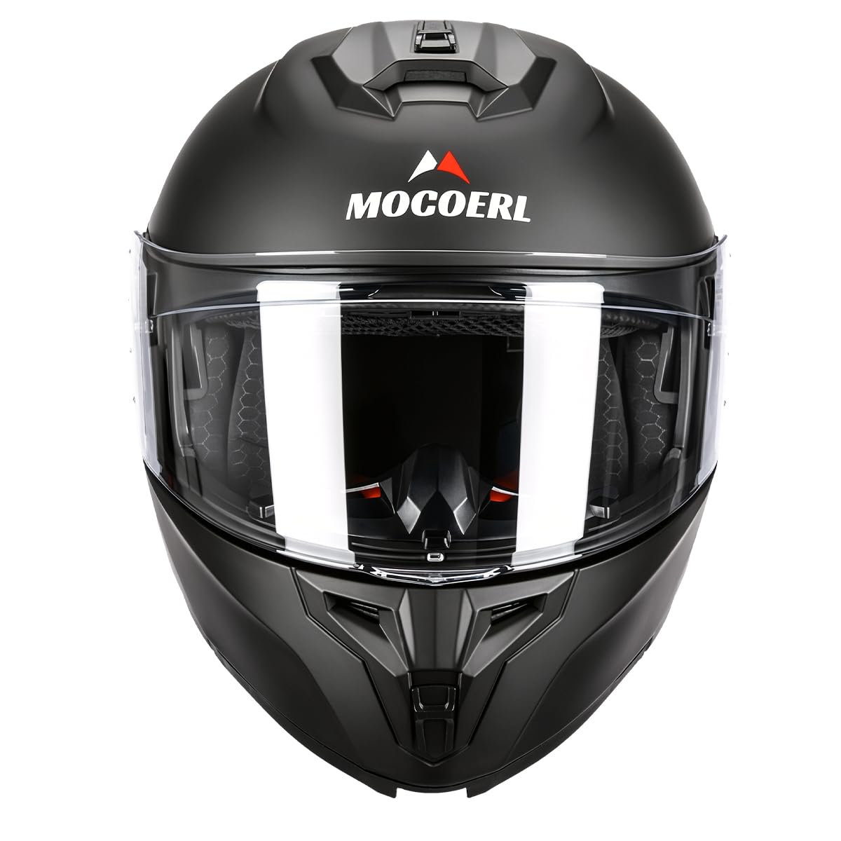 MOCOERL-Casco de Moto, Casco abatible, Casco Integral para Hombre y Mujer con protección de Barbilla Reforzada, Doble Visera, certificación ECE 22.06, Negro Mate