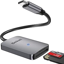 SD Card Reader, Beikell USB C & USB 3.0 Card Reader Adapter, 5 Gbps High-Speed Aluminum Memory Card Reader for SD/SDHC/SDXC/Micro SD/MMC/Micro SDXC/MS/MS Pro/CF, Compatible with Windows, OS (B6317)
