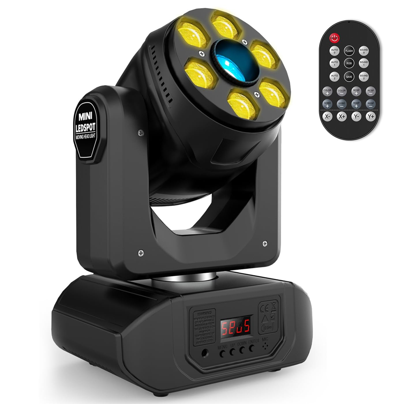 Attrezzatura per luci a Testa Mobile per DJ, Luce stroboscopica a LED con Controller DMX, Telecomando, Rotazione Orizzontale di 540° e Verticale di 270°, luci da Discoteca per Interni per Feste 1pcs