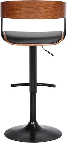 Miniatura 7 de Armen Living Larisa - Taburete de bar de madera de nogal ajustable y metal negro en piel sintética negra