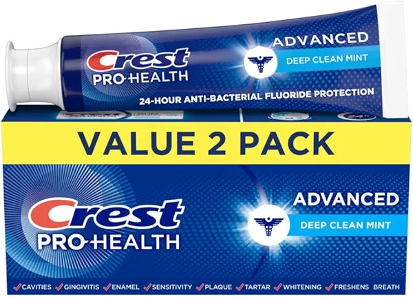 Crest Pro-Health Advanced Deep Clean Mint Toothpaste, 2 Count (Pack of 1)
