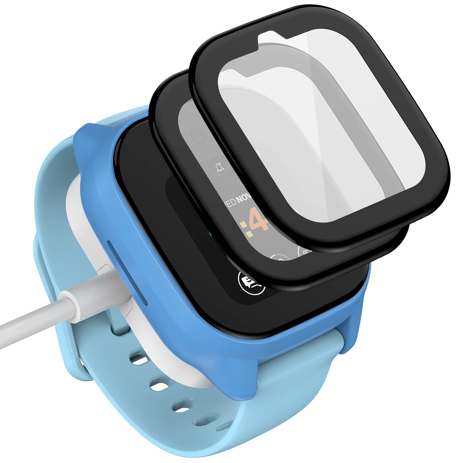 Charging Dock and 2 PCS Screen Protector Replacement for Verizon Kids Gizmowatch 3 Accessories with 5 Feet Charger Cable(White)